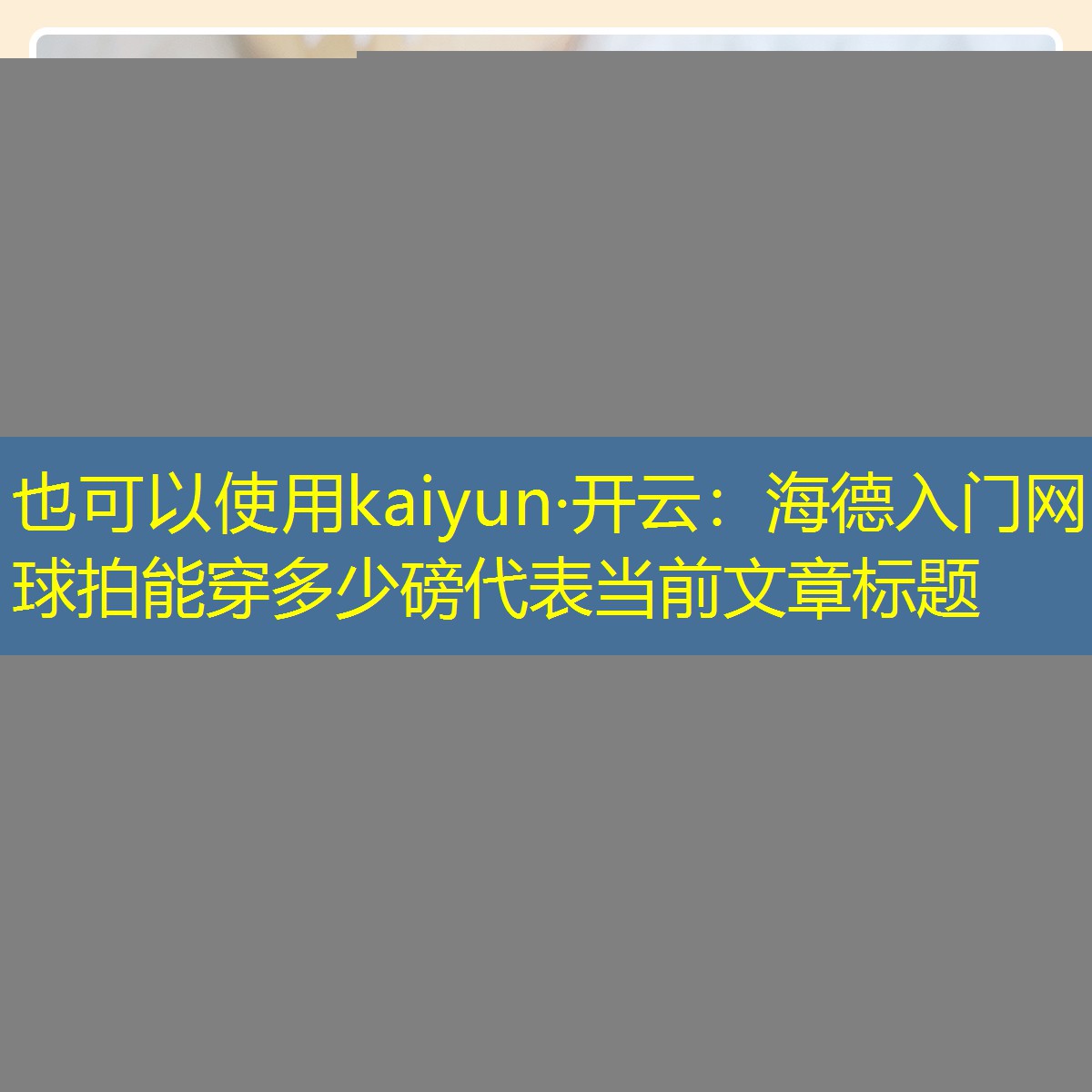 kaiyun·开云：海德入门网球拍能穿多少磅